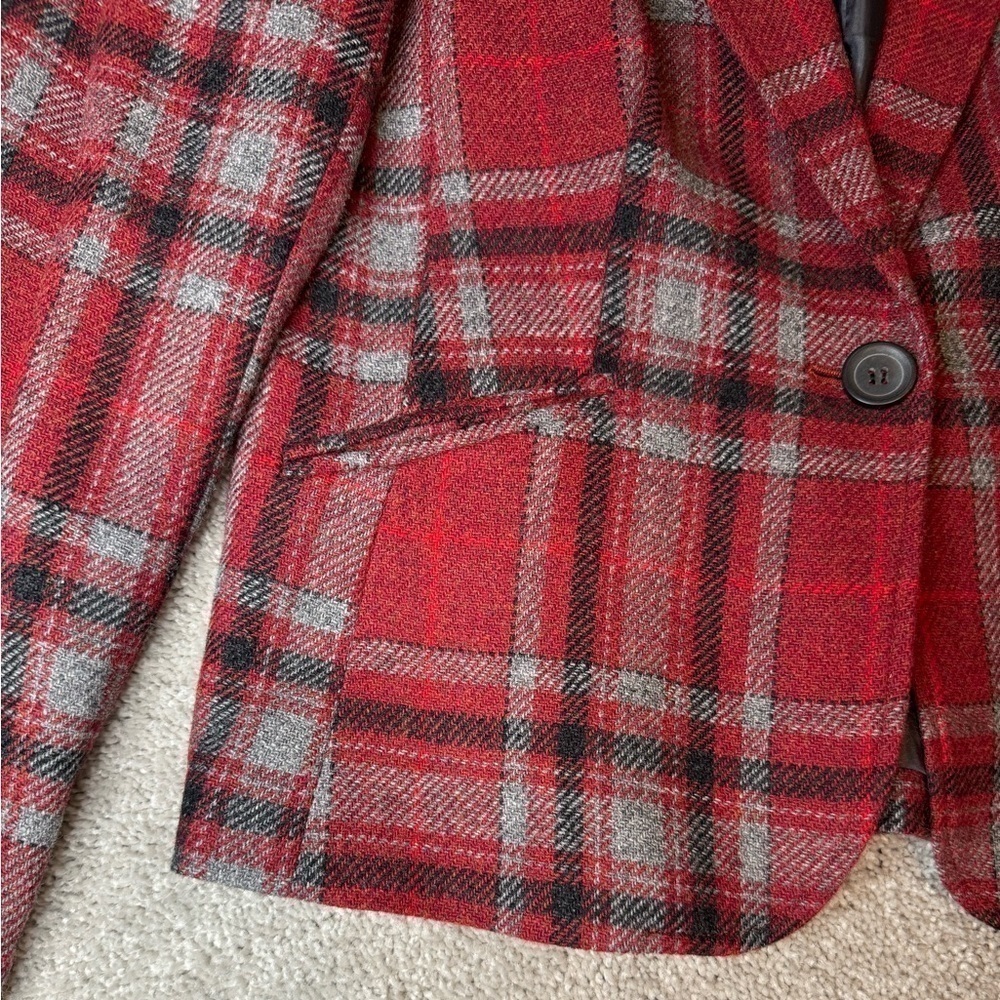 Talbots Wool, Red, Gray and Black Plaid Jacket/Blazer, Sz 10P (80% Wool) - Picture 3 of 11